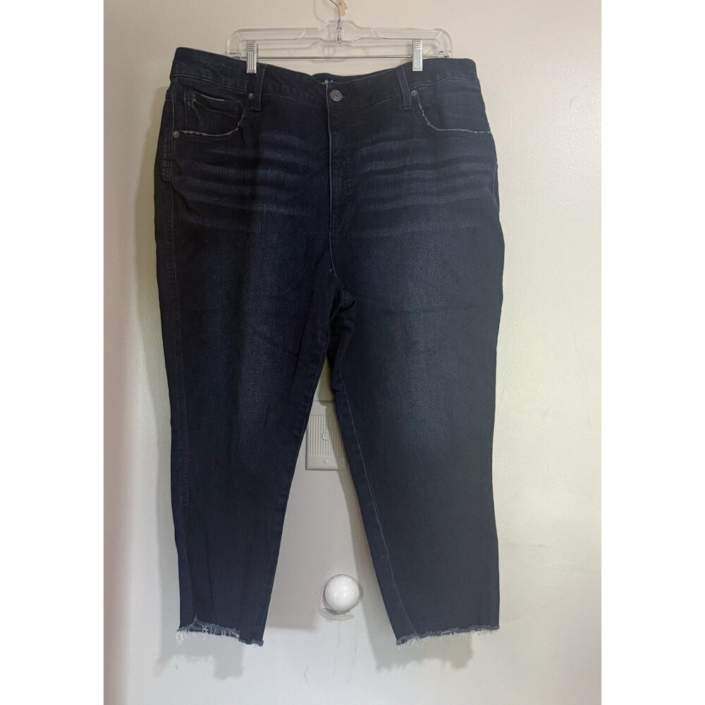 Terra & Sky Womens Hi Rise Vintage Crop Raw Hem Jeans Size 20W
